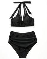 Costum de baie două piese RXRXCOCO push-up talie înaltă modelatoare – Negru XL