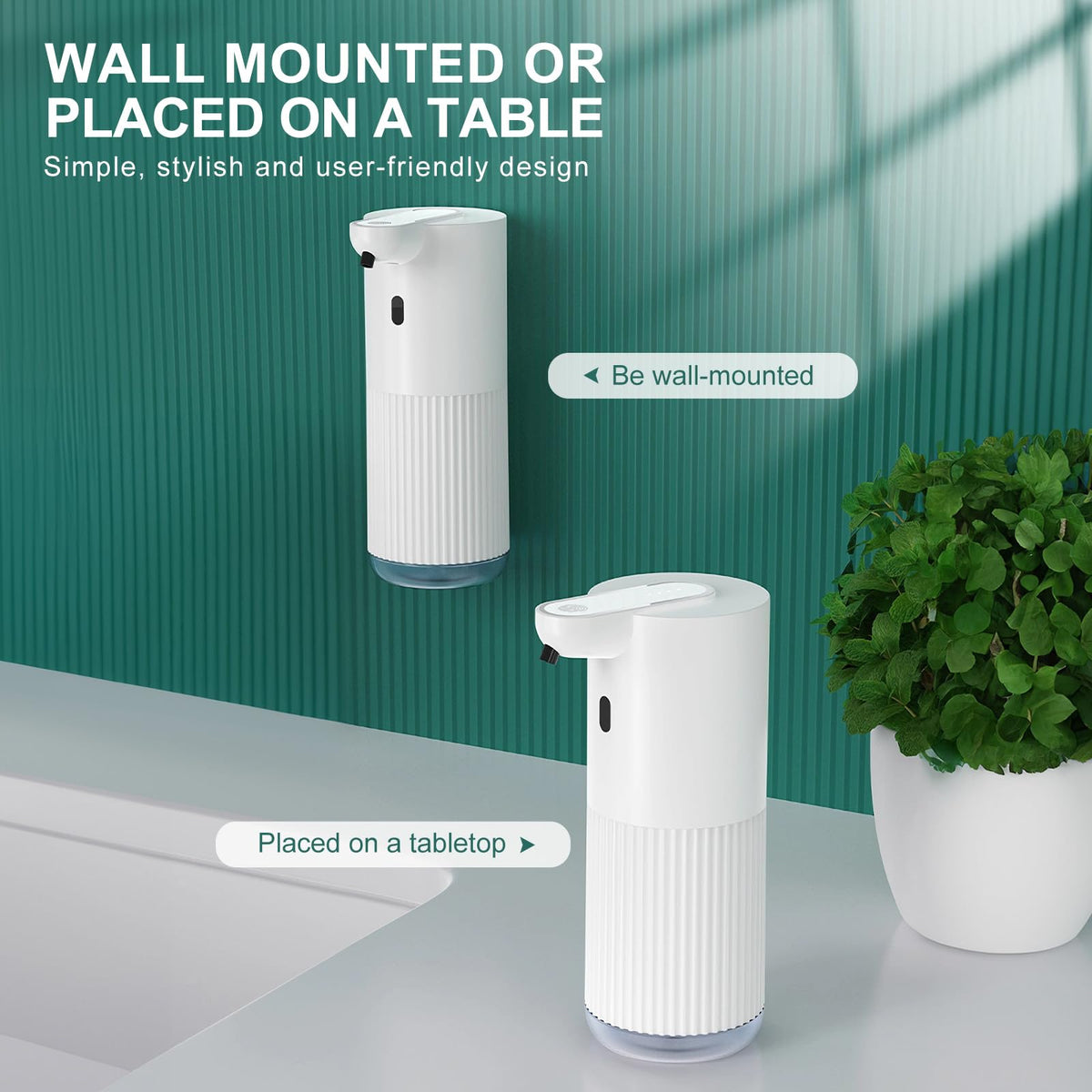 Automatic Soap Dispenser 400ml Touchless 4-Level IPX5 Wall-Mount – White