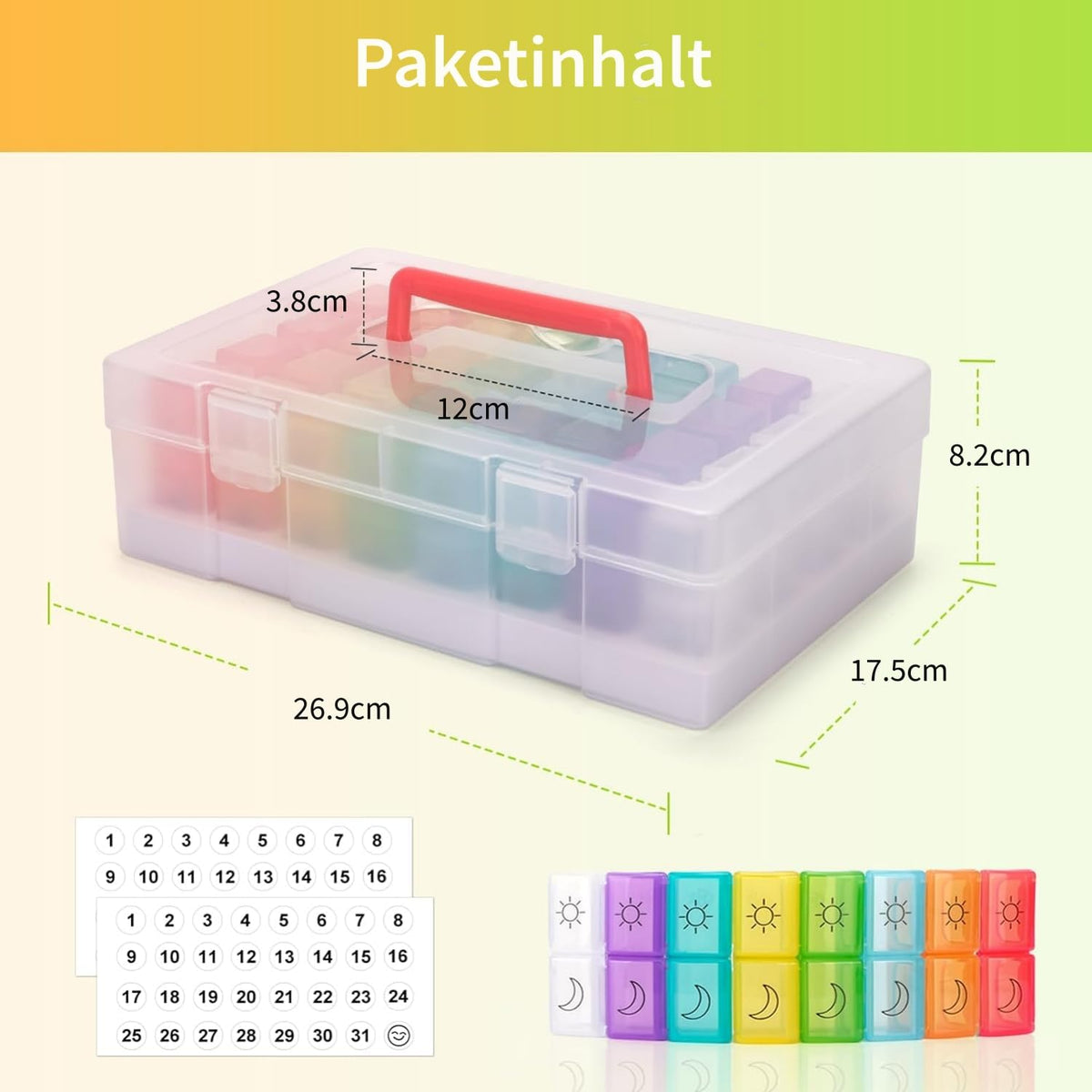 MUSLONG 31-Day Pill Box with 2 Compartments, Moisture-Resistant Medication Organizer – Travel Size