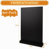 Chalkboard Table Stands Double-Sided Wooden Base 6 pcs A4 – Black 32x21cm