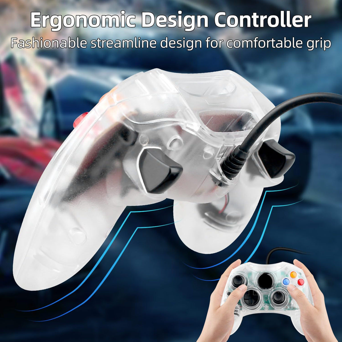 Controller cu fir tip S compatibil cu consola clasică Xbox  – Transparent