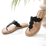 Papuci șlapi de vară comozi damă cu sclipici stil Boho – Negru EU 45
