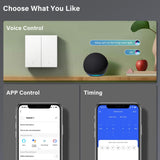 MVAVA WiFi Light Switch, Smart Wall Switch Alexa and Google Home Work with Tuya, 86mm Flush-Mounted Light Switch, Wall Light Switch (Neutral Wire Required) 2 Gang 1 Way White