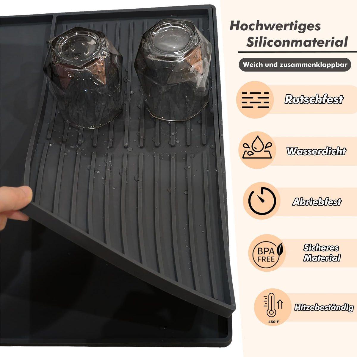 Coffee Machine Silicone Mat with Drip Tray – 60x40cm