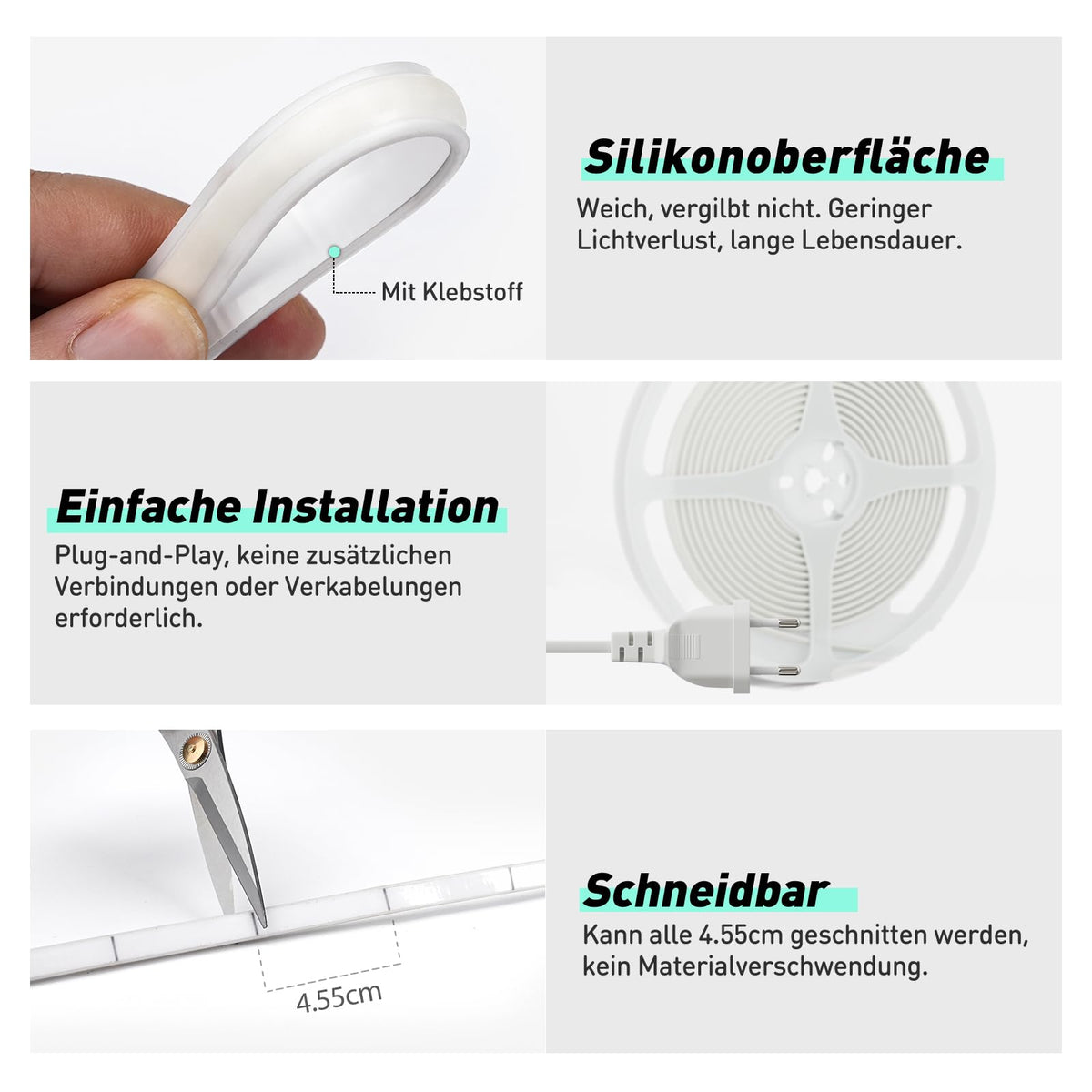 Bandă LED COB 230V lungime 2 metri impermeabilă și dimabilă – Lumină caldă
