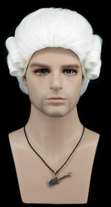 VGbeaty Man Colonial Judge Wig Long Curly White Wig Cosplay Wig