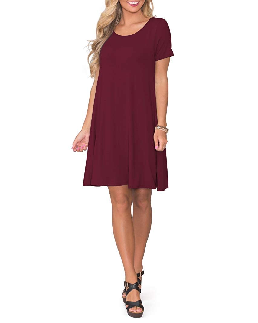 Women's Short Sleeve Summer Dress with Pockets Casual – Various Sizes