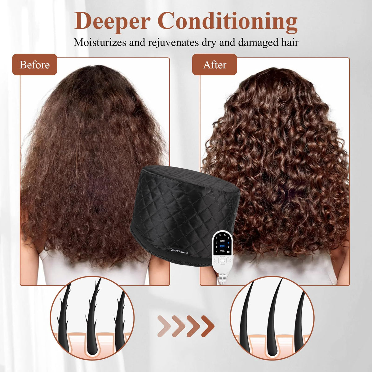 Electric Thermal Conditioning Cap Hair Steamer Portable for Afro Hair – Black