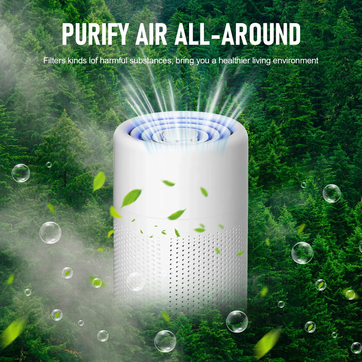 Portable USB Air Purifier HEPA & Carbon Filter 5W Low Noise for up to 20m²