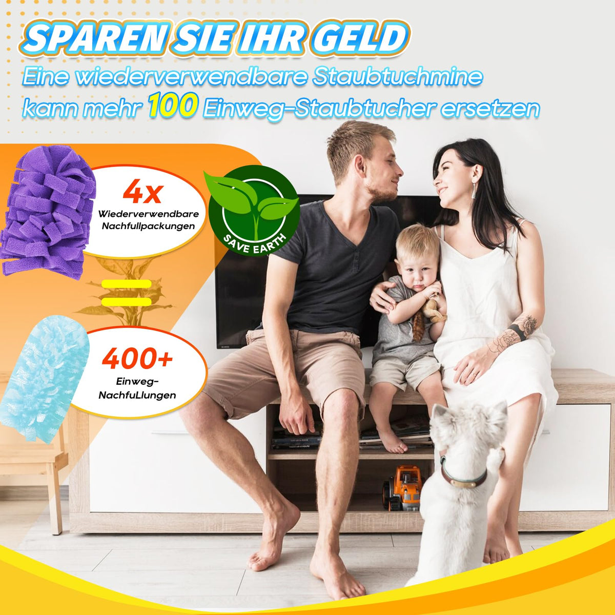 Rezerve lavabile reutilizabile compatibile pămătuf de praf Swiffer Duster, set 4 bucăți