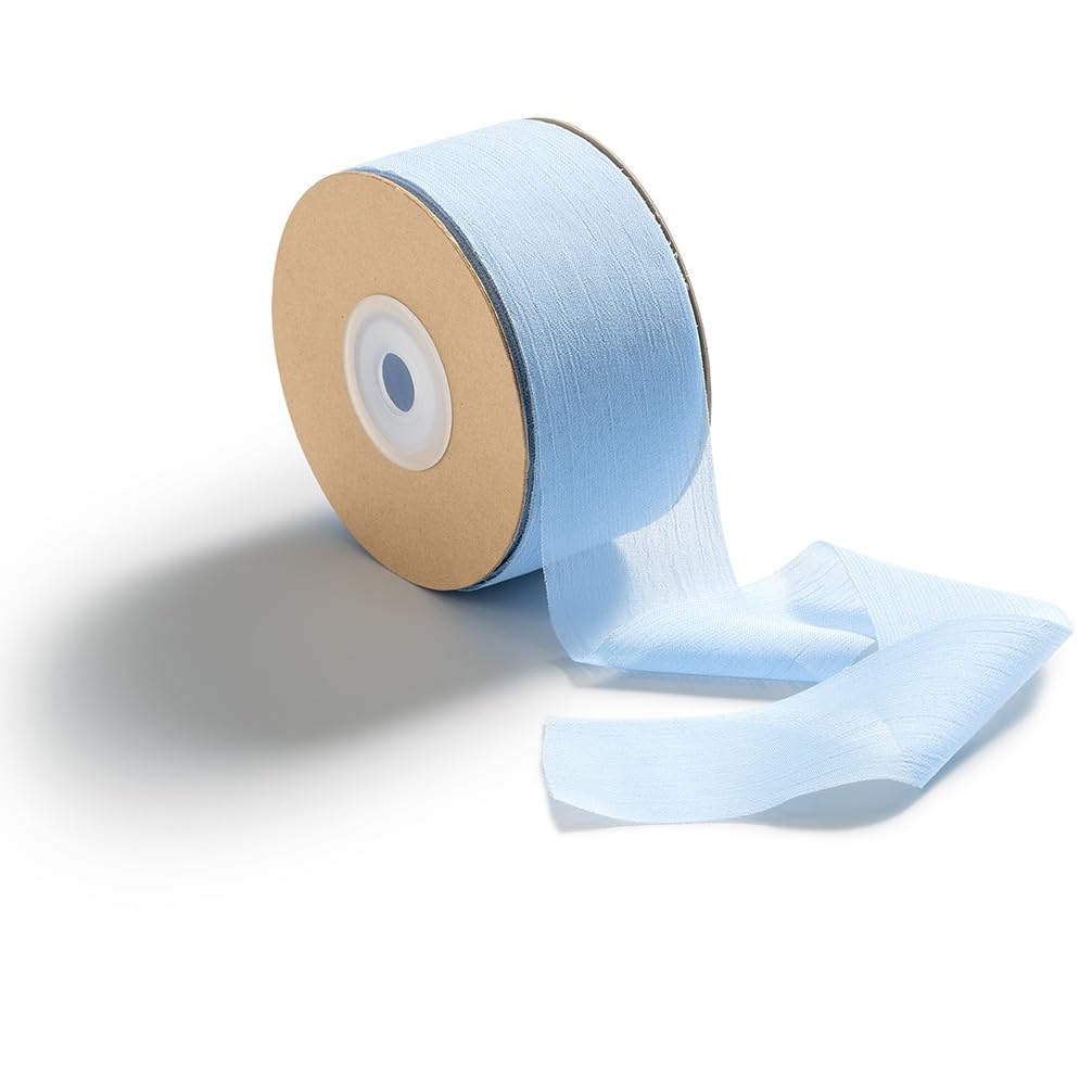 Panglică decorativă din voal șifon CHUQING pentru cadouri și buchete 38mm x 22.8m – Bleu