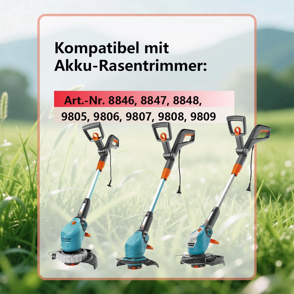 Role cu fir trimmer compatibile Gardena 5307-20 cu capac de protecție, set 4 bucăți