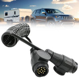 13-Pin Coiled Trailer Cable 2m with 13-Pin Plugs - Black 2m