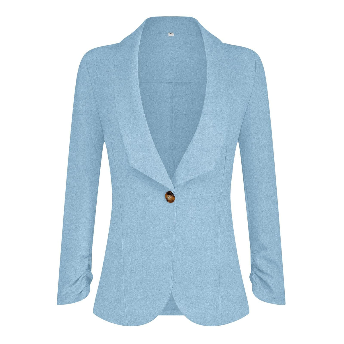 Sacou elegant damă cu mâneci încrețite 3/4 PrinStory – Gri-Albăstrui EU 40-42