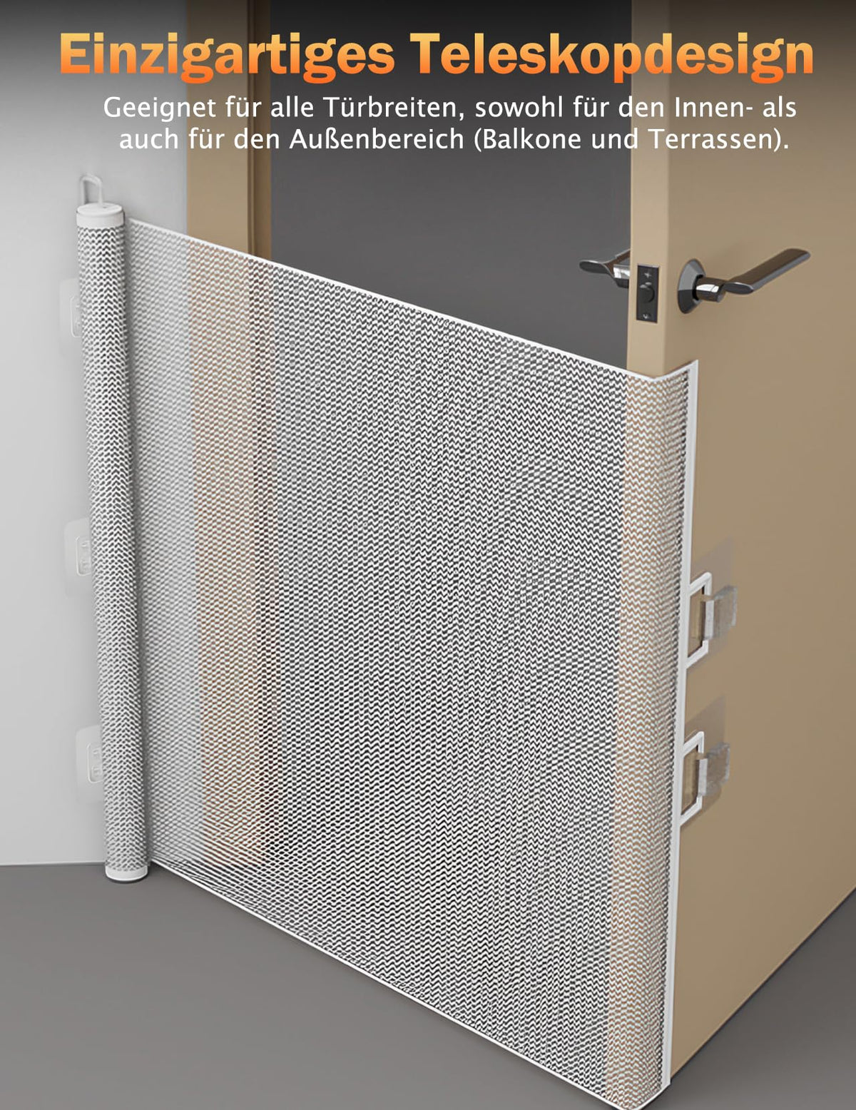Retractable Safety Stair Gate Baby & Pet Barrier 78cm High – White 180cm